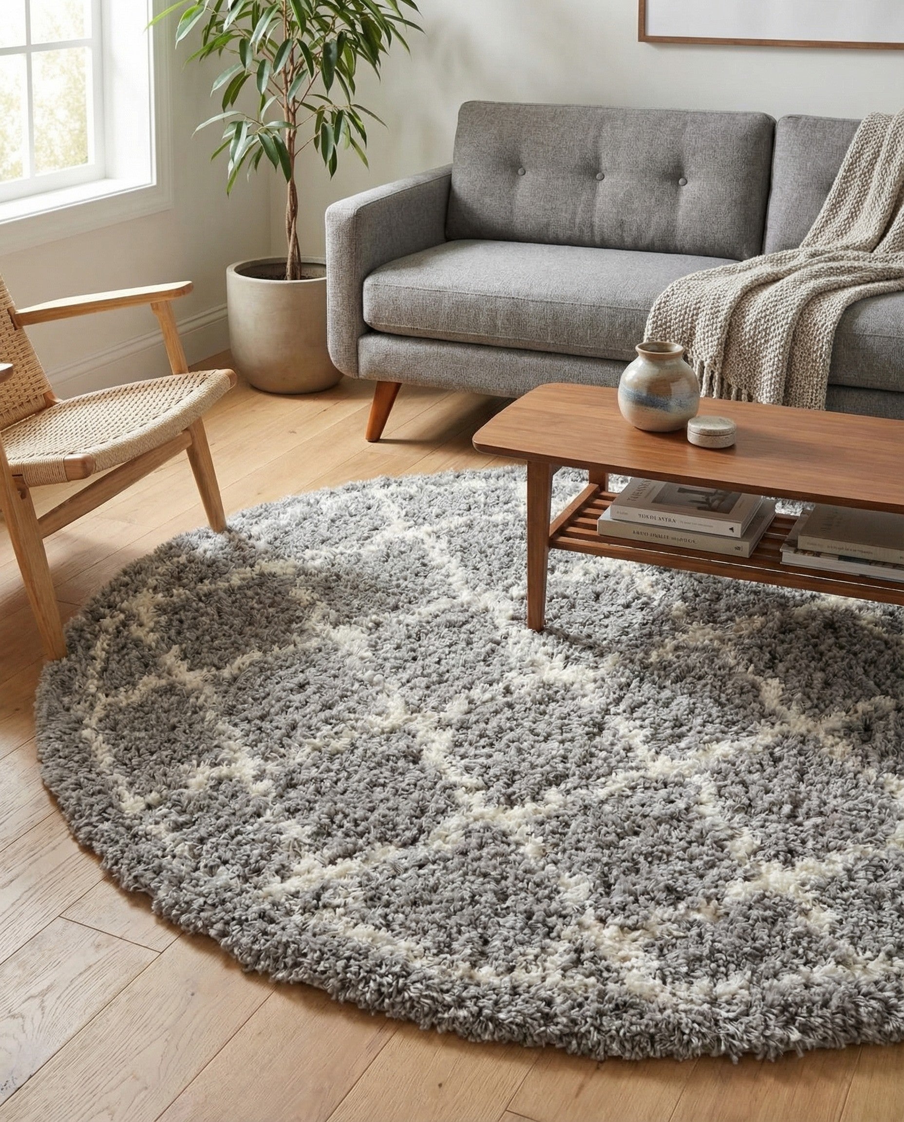  5' x 5' Infinity Shag Round Rug