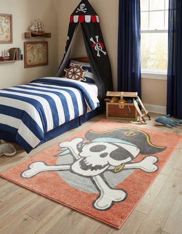 3' 11 x 5' 11 Pirate Whimsy Kids Rug