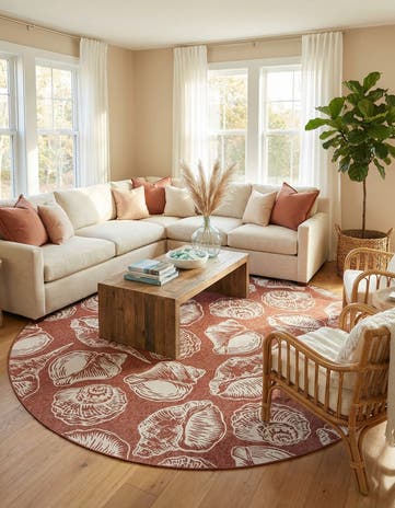 12' x 12' Easy-Clean Coastal Indoor / Outdoor Round Rug