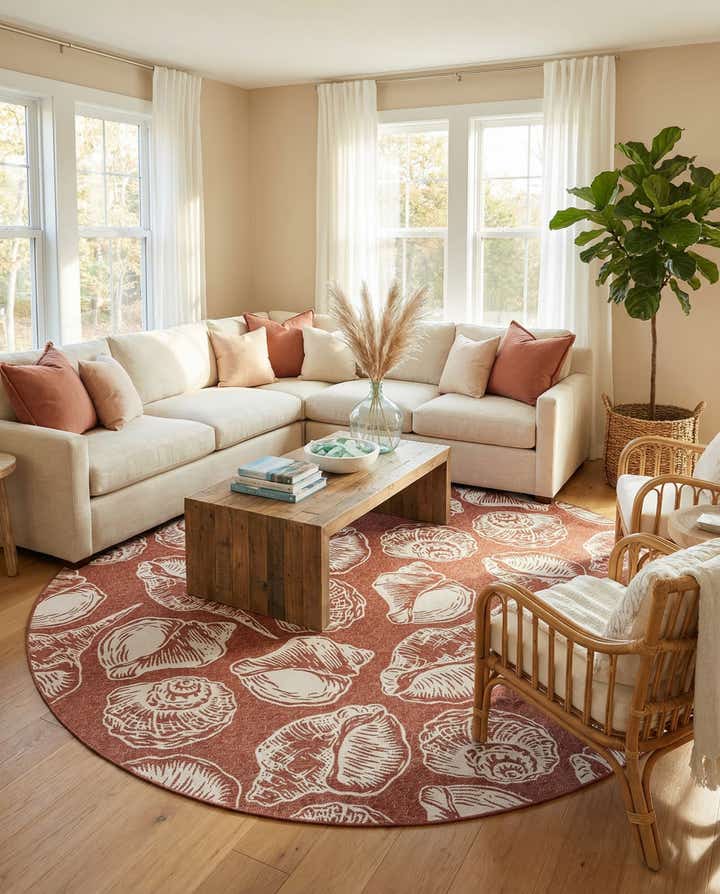 12' x 12' Easy-Clean Coastal Indoor / Outdoor Round Rug