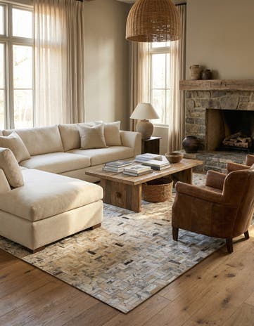 4' 11 x 8' Cowhide Stocks Rug