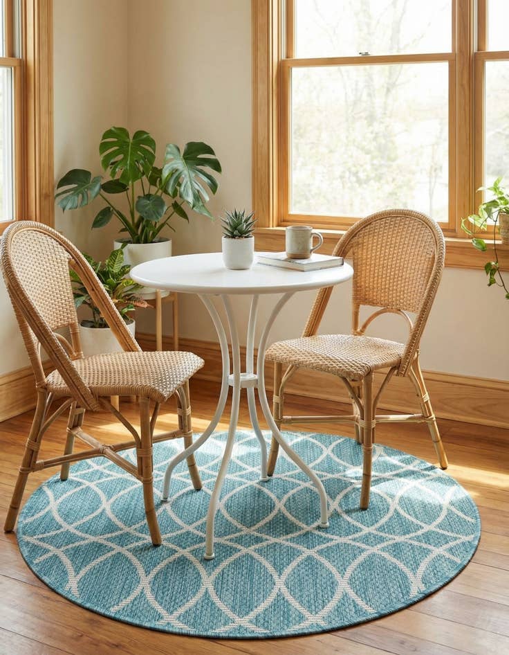 Detail image of  3' x 3'  Washable Lattice Indoor / Outdoor Round Rug