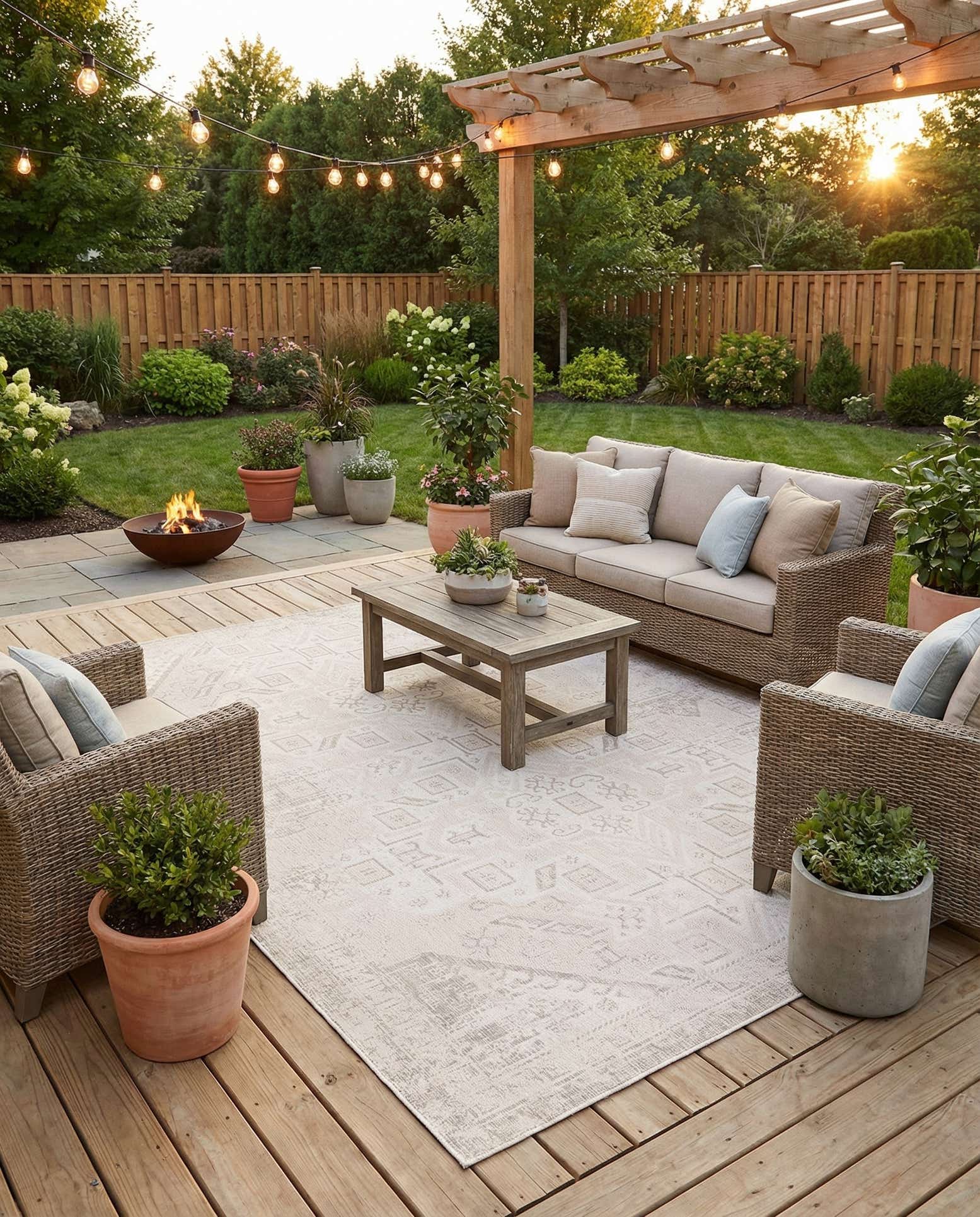 9' x 12' Easy-Clean Aztec Indoor / Outdoor Rug