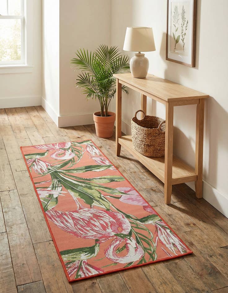 Detail image of  2' x 5'  Washable Botanical Indoor / Outdoor Runner Rug