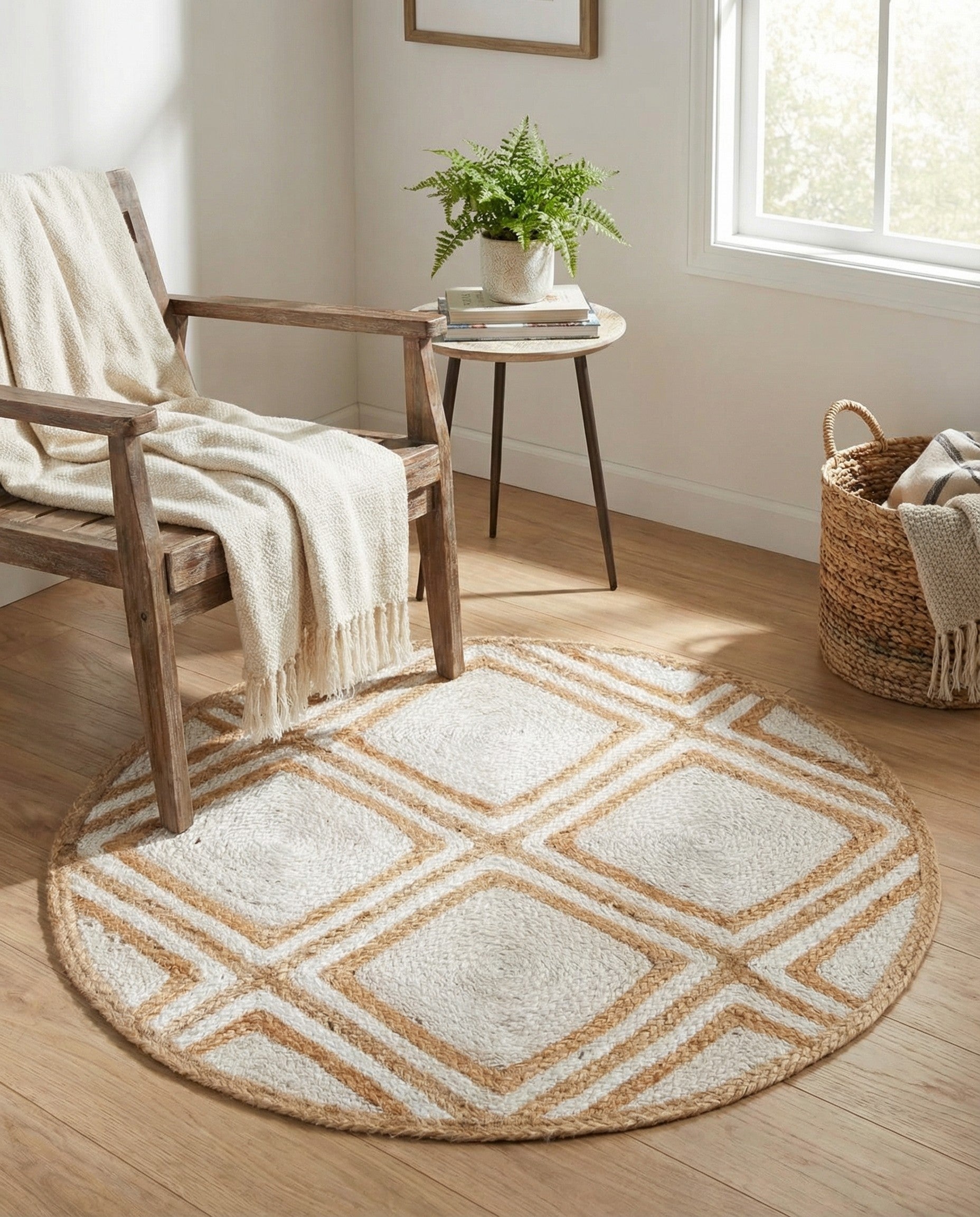 3' x 3'  Hand Braided Jute Round Rug