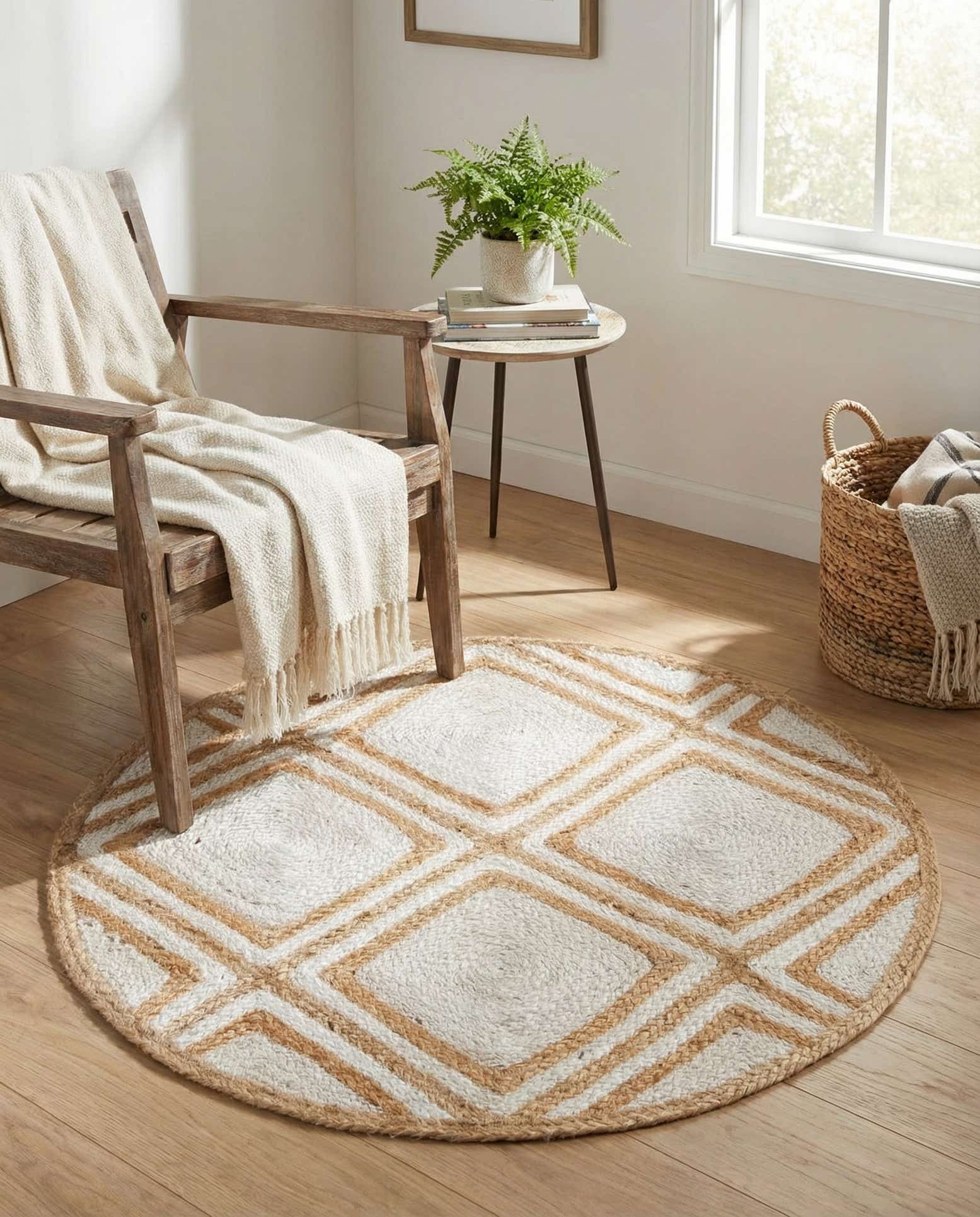 3' x 3' Handmade Braided Jute Round Rug