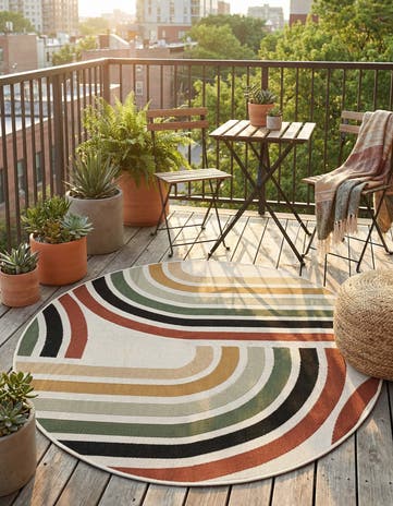 4' x 4' Easy-Clean Modern Indoor / Outdoor Round Rug
