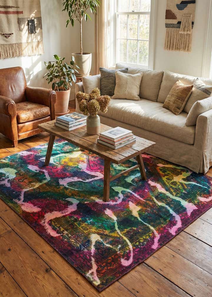 6' 6 x 6' 10 Hand Knotted Ultra Vintage Persian Wool Square Rug