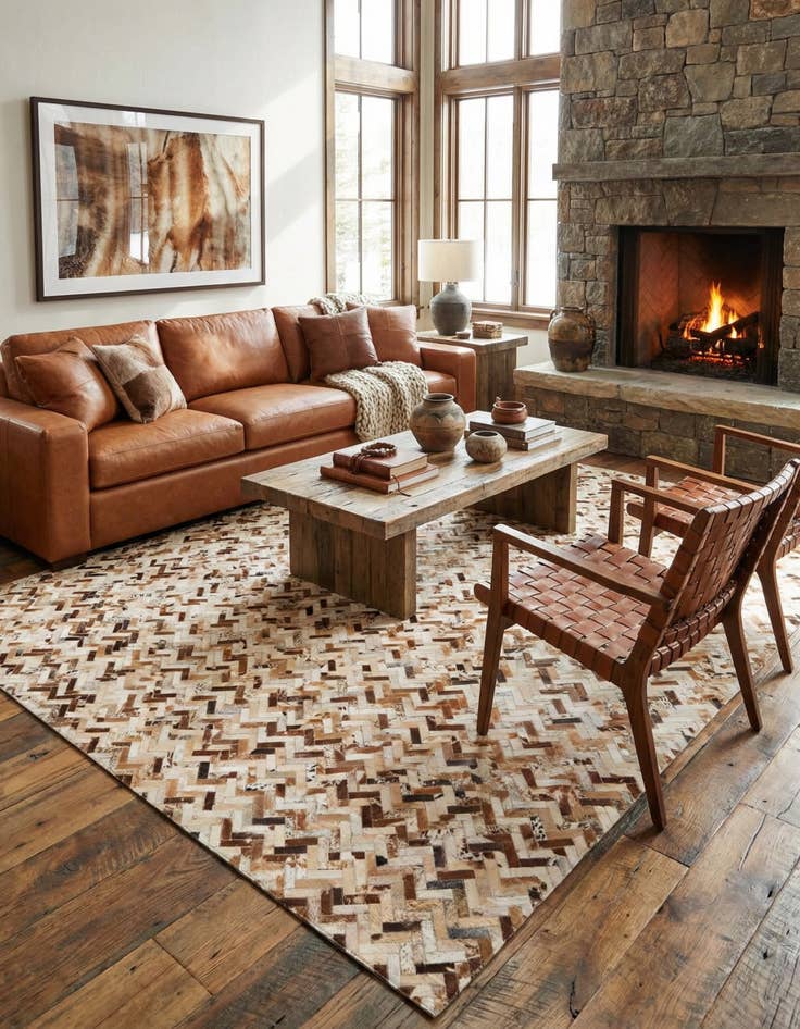 Detail image of 8' x 9' 10 Cowhide Leather Rug