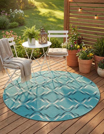 4' x 4' Easy-Clean Lattice Indoor / Outdoor Round Rug