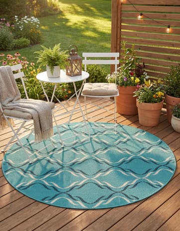 4' x 4' Easy-Clean Lattice Indoor / Outdoor Round Rug
