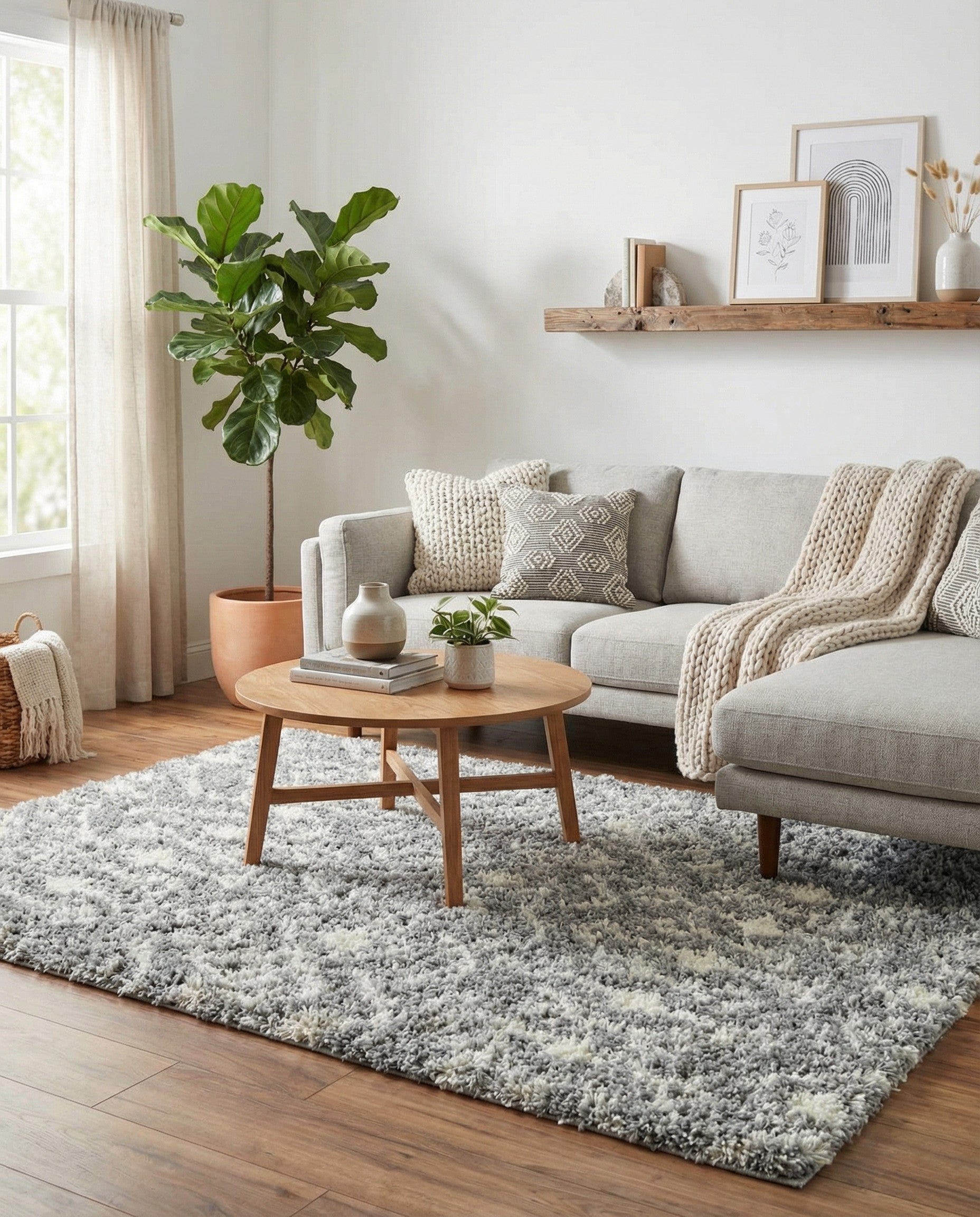  6' x 6' Moroccan Trellis Shag Square Rug