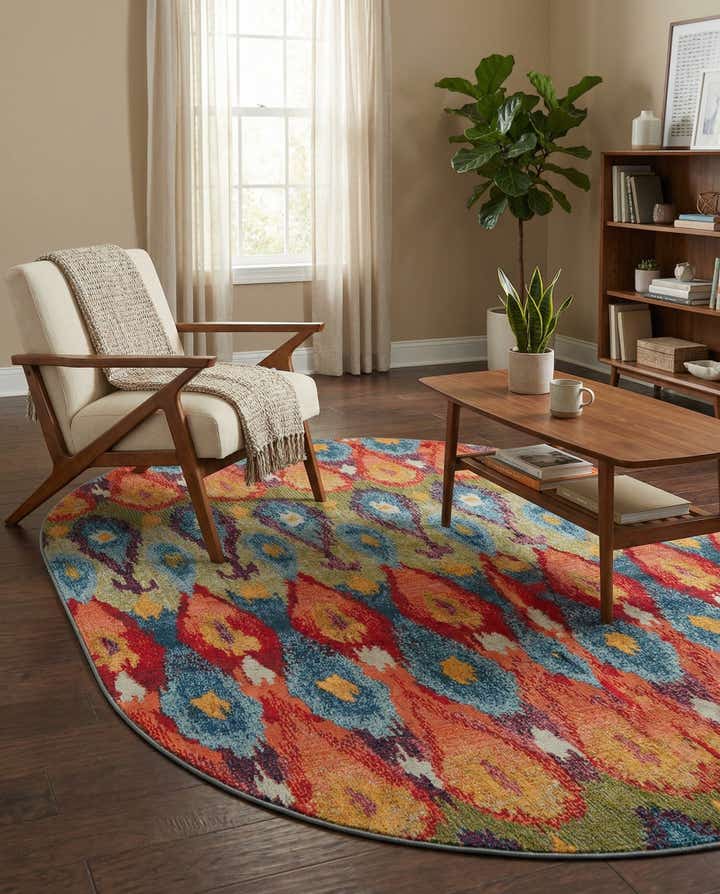 5' 3 x 8' Easy-Clean Modern Indoor / Outdoor Oval Rug