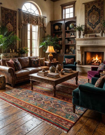 5' 8 x 8' Torkman Wool Rug