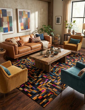 4' 11 x 7' 10 Cowhide - Patchwork Rug