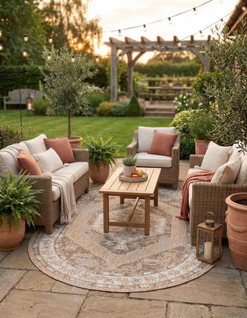 5' 3 x 8' Easy-Clean Traditional Indoor / Outdoor Oval Rug