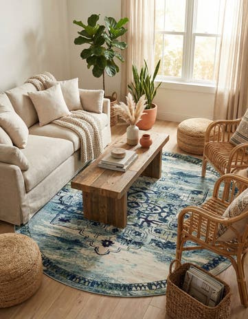 8' x 8' Washable Fleur Round Rug