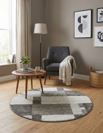 Gray Equinox Round Rug