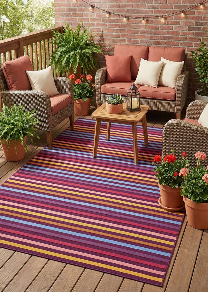 6' x 9' Easy-Clean Ribbon Indoor / Outdoor Rug