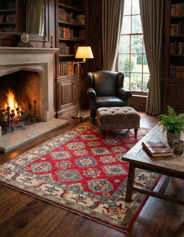 4' 10 x 7' Hand Knotted Kazak Rug