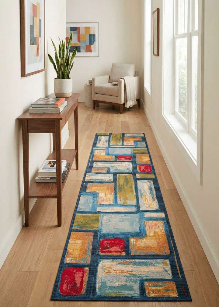2' 7 x 11' Easy-Clean Modern Indoor / Outdoor Runner Rug
