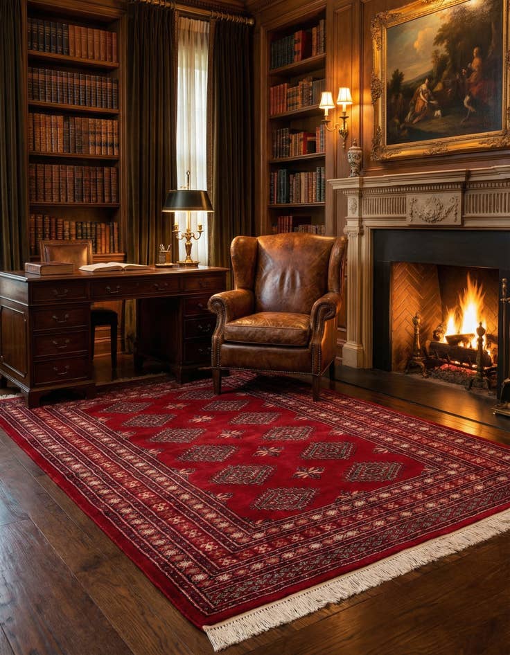 Detail image of  5' 5 x 7' 10  Hand Knotted Bokhara Oriental Wool Rug