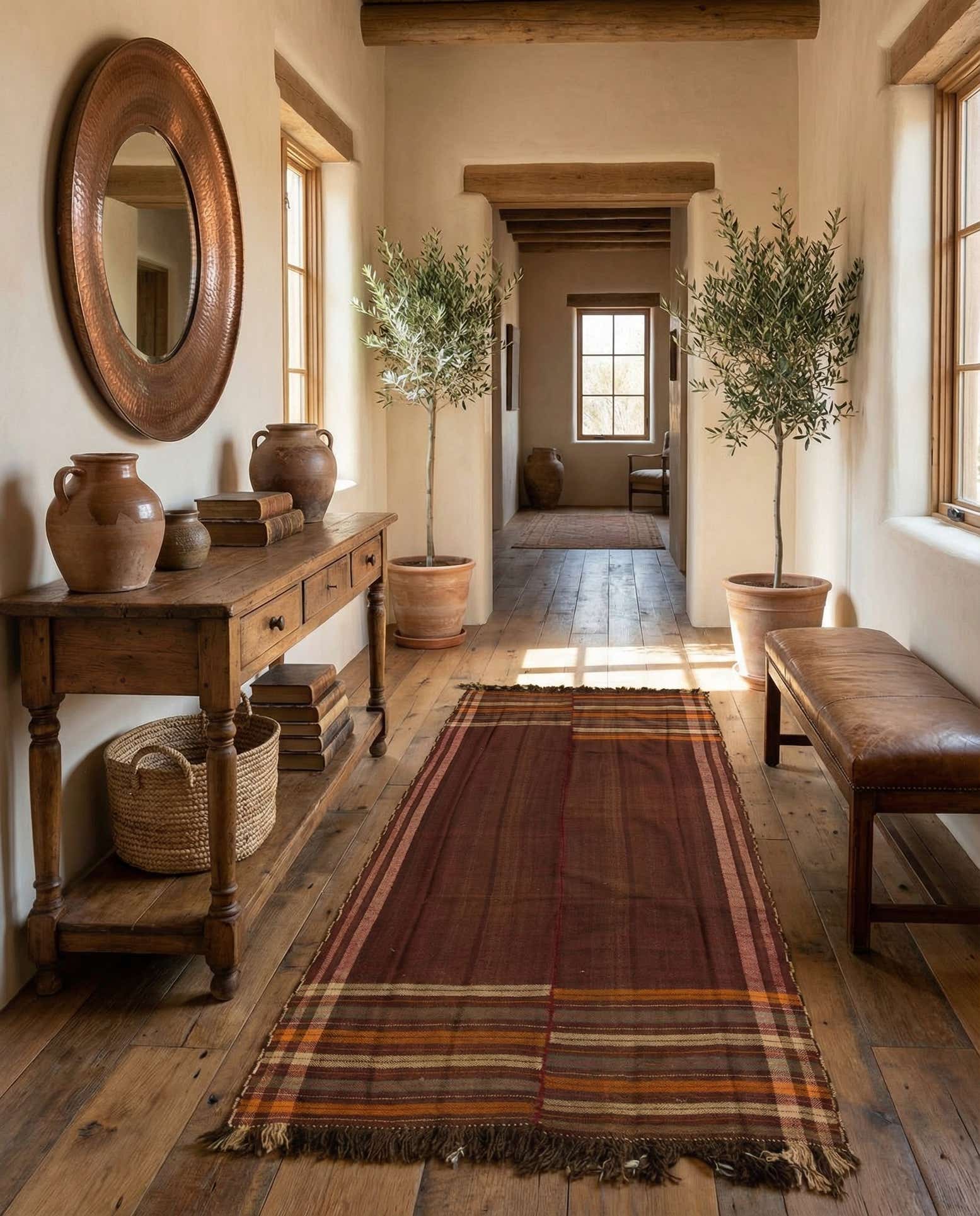 4' 8 x 10' 7 Hand Woven Kilim Fars Wool Runner Rug