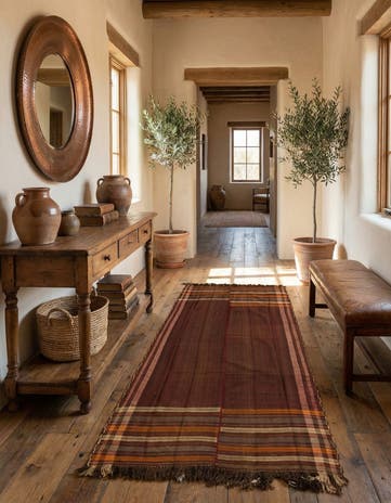 4' 8 x 10' 7 Hand Woven Kilim Fars Wool Runner Rug
