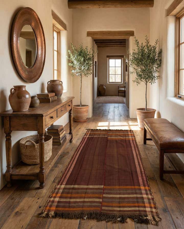4' 8 x 10' 7 Hand Woven Kilim Fars Wool Runner Rug