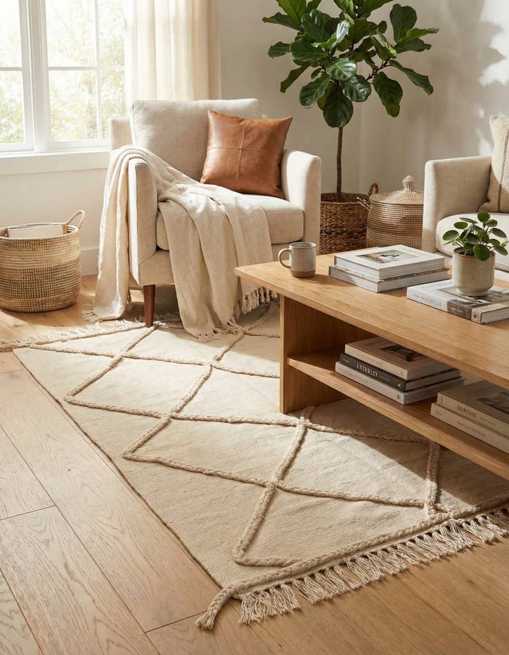 Detail image of 3' 6 x 5'  Hand Knotted Moroccan Wool Rug