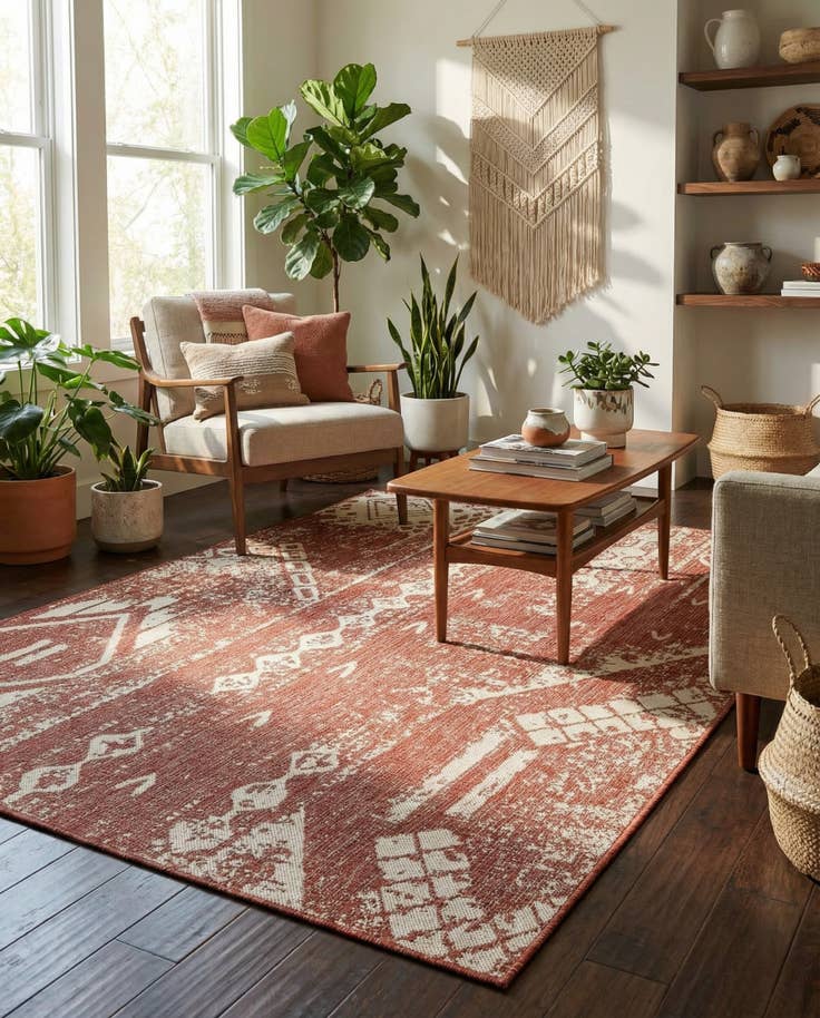 Detail image of 5' 3 x 8' Easy-Clean Bohemian Indoor / Outdoor Rug