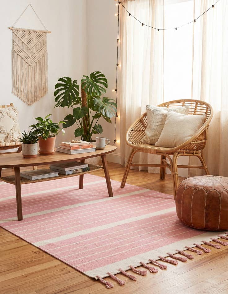 Detail image of  6' 1 x 9'  Hand Woven Chindi Cotton Rug