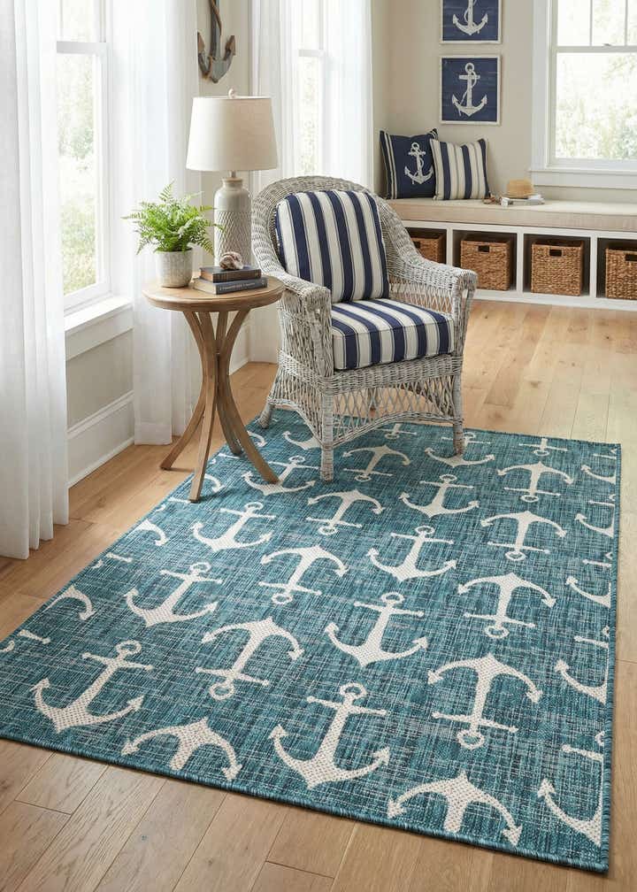 4' x 6' Easy-Clean Coastal Indoor / Outdoor Rug