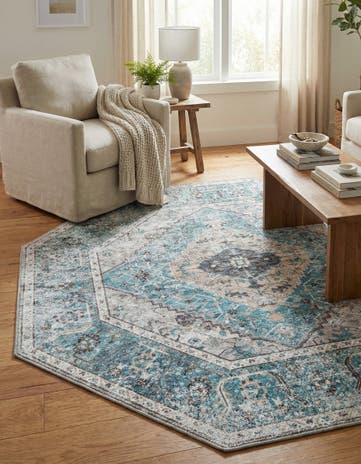 5' x 5' Washable Yara Octagon Rug