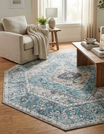 Seaglass Washable Yara Octagon Rug
