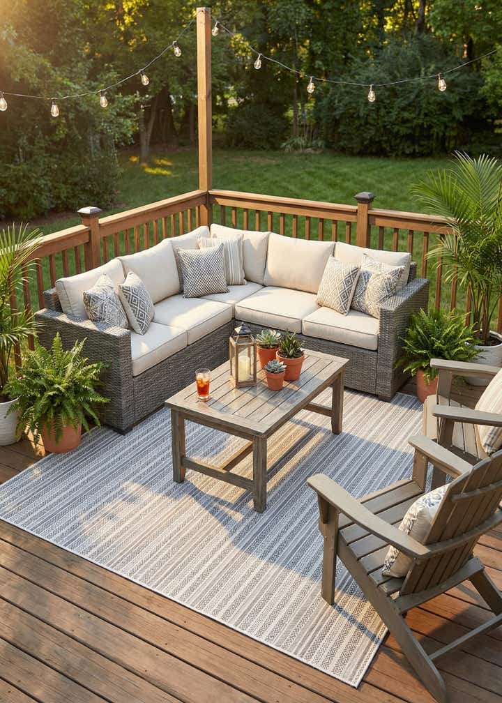 10' x 10' Easy-Clean Ribbon Indoor / Outdoor Square Rug
