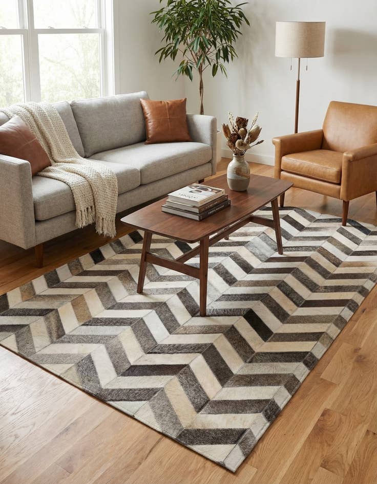 Detail image of  4' 1 x 6' 1 Cowhide - Patchwork Rug