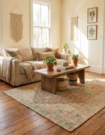 6' 1 x 9' Hand Woven Chenille Jute Rug