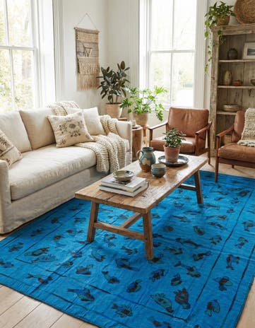 5' 9 x 7' 8 Hand Woven Kilim Suzani Wool Rug
