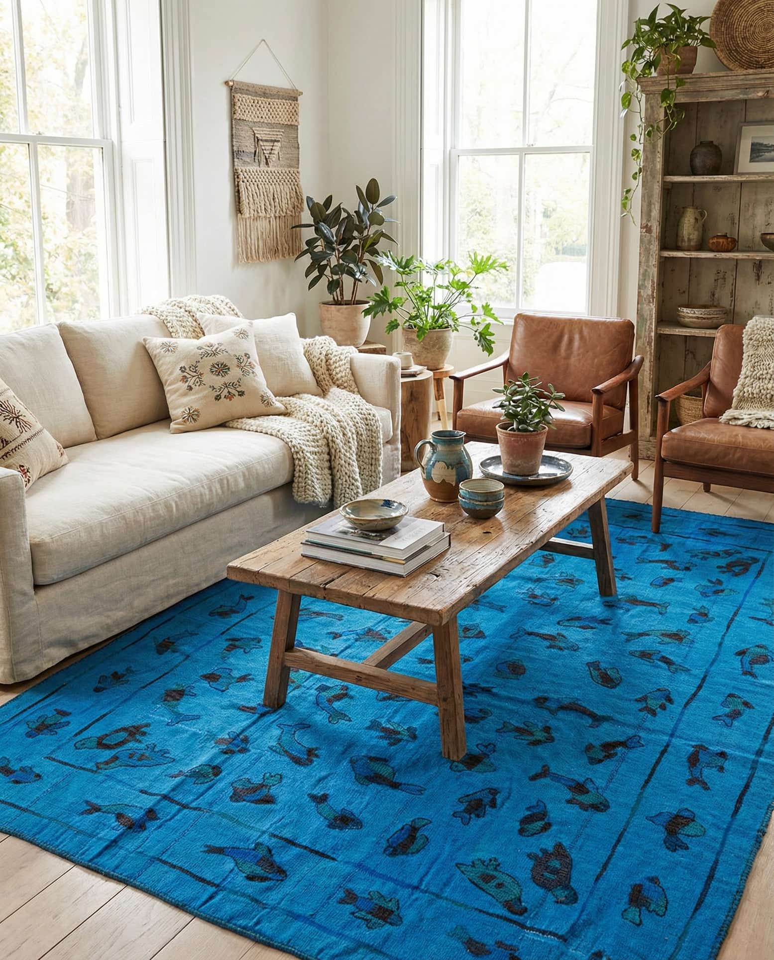 5' 9 x 7' 8 Hand Woven Kilim Suzani Wool Rug