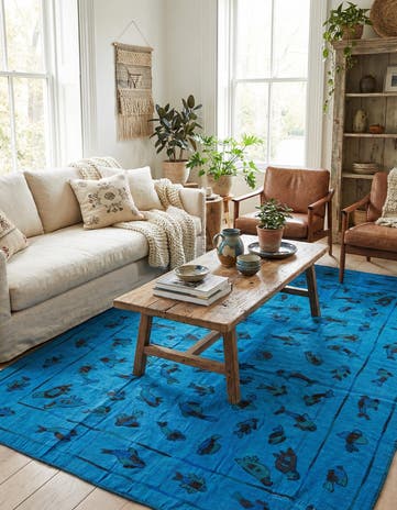 5' 9 x 7' 8 Hand Woven Kilim Suzani Wool Rug