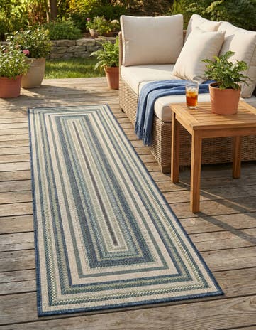 Blue Easy-Clean Baja Indoor / Outdoor Runner Rug