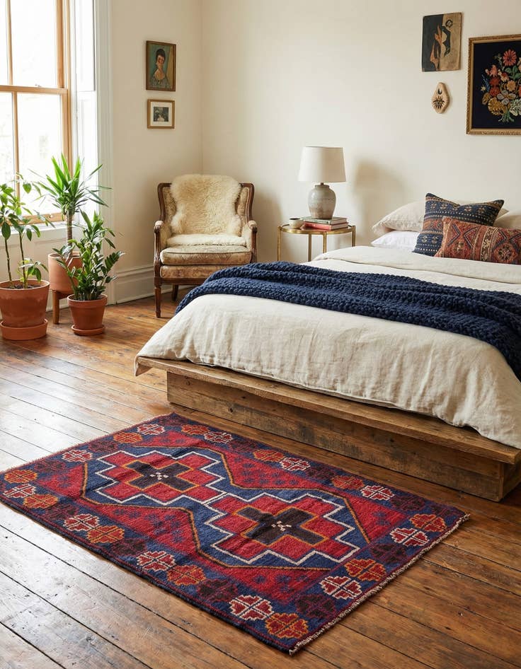 Detail image of 3' 1 x 4' 8  Hand Knotted Balouch Persian Wool Rug