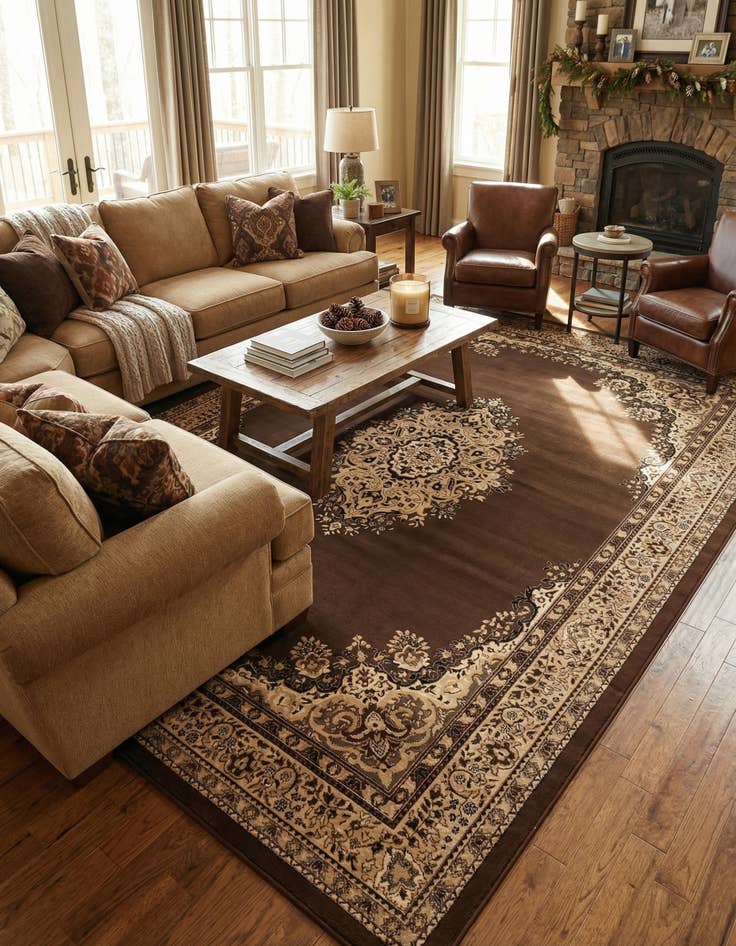 Detail image of 10' x 14' Mashad Design Rug