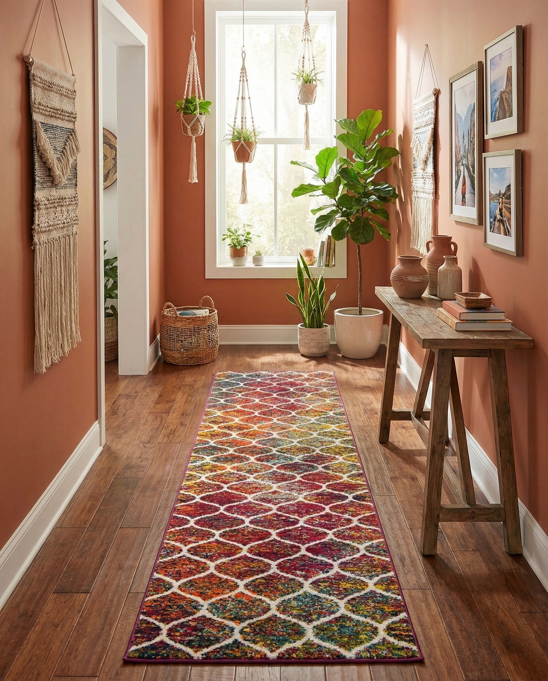  2' 7 x 12' Lattice Frieze Runner Rug