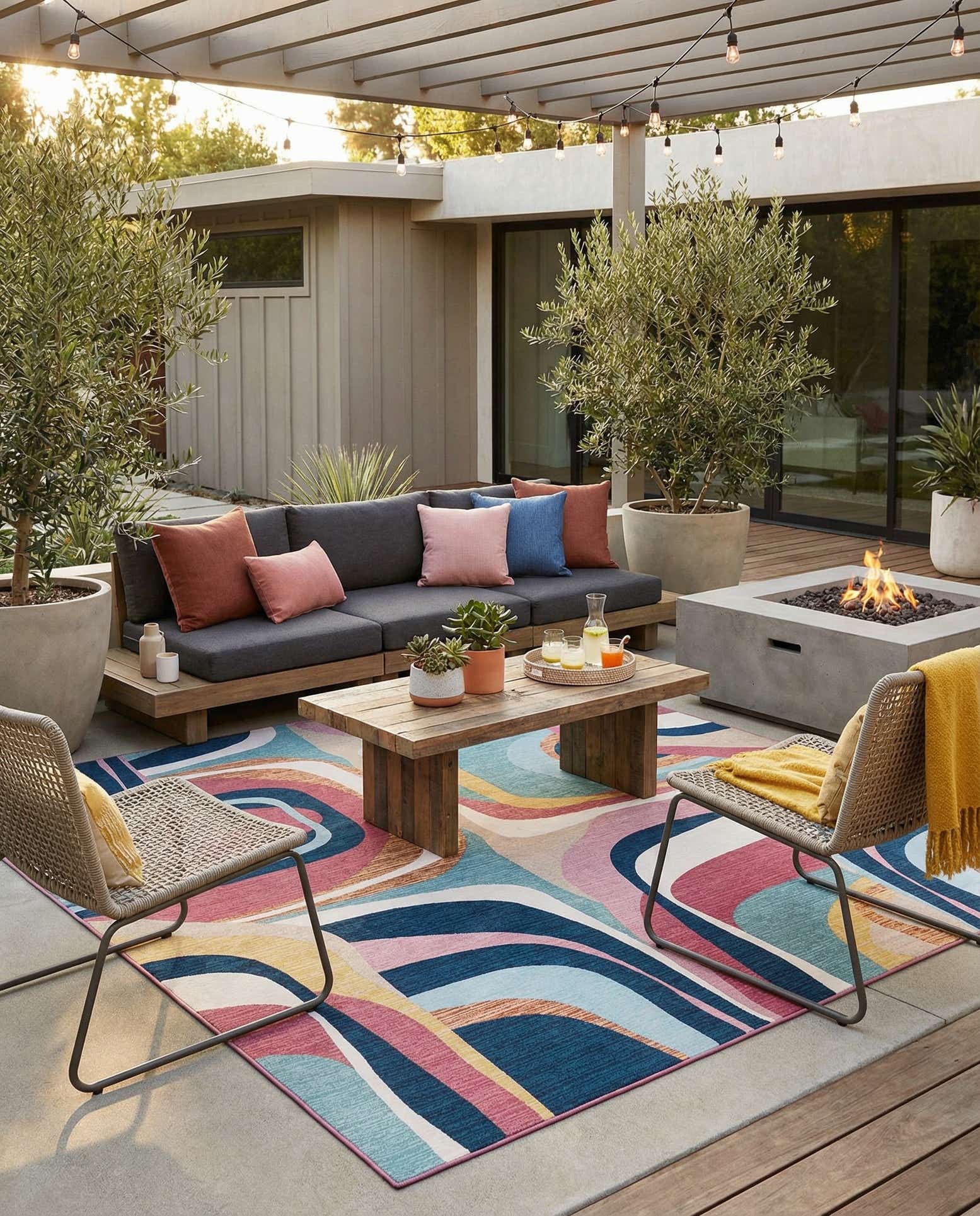 10' x 14' Easy-Clean Modern Indoor / Outdoor Rug