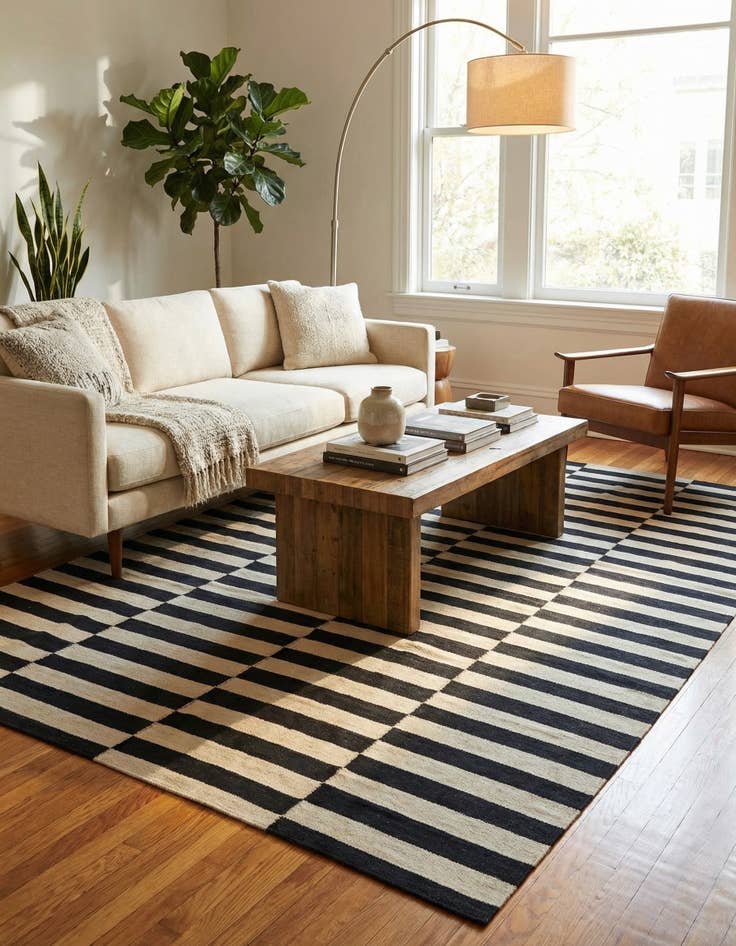 Detail image of 5' 8 x 7' 10  Hand Woven Kilim Modern Wool Rug