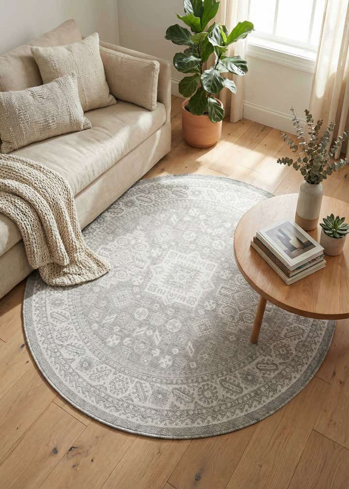 6' x 6' Easy-Clean Aztec Indoor / Outdoor Round Rug