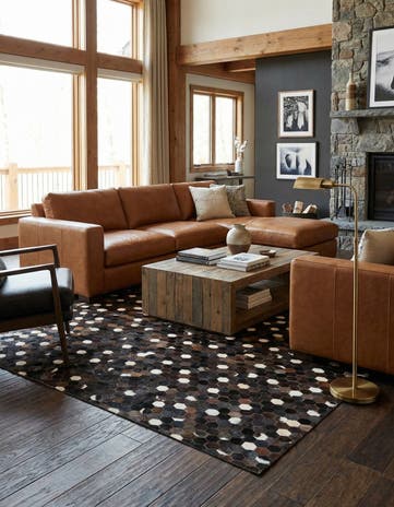 5' 1 x 8' 1 Cowhide Leather Rug