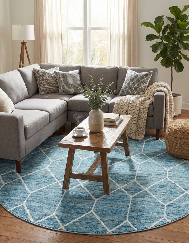 Detail image of  8' x 8' Lattice Trellis Round Rug